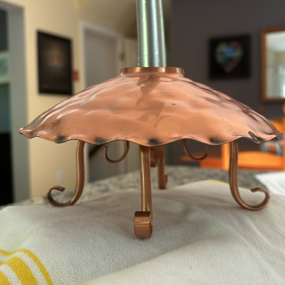 Vintage Gregorian Solid Copper Hurricane pedestal Lamp candle holder